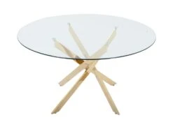 Table à Manger Ronde 4 Couverts En Verre Trempé Et Métal Doré - Transparent - COSIMA -Mobilier De Restaurant table a manger 18364865