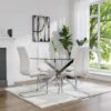 Table à Manger Ronde 4 Couverts En Verre Trempé Et Métal Chromé - Transparent - COSIMA