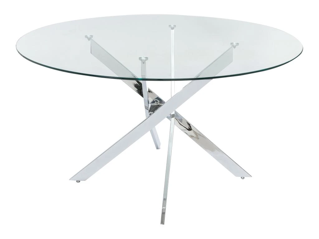 Table à Manger Ronde 4 Couverts En Verre Trempé Et Métal Chromé - Transparent - COSIMA 4 Table à Manger Ronde 4 Couverts En Verre Trempé Et Métal Chromé - Transparent - COSIMA – Image 4