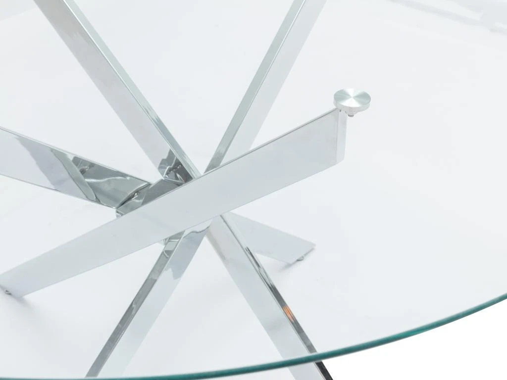 Table à Manger Ronde 4 Couverts En Verre Trempé Et Métal Chromé - Transparent - COSIMA 5 Table à Manger Ronde 4 Couverts En Verre Trempé Et Métal Chromé - Transparent - COSIMA – Image 5