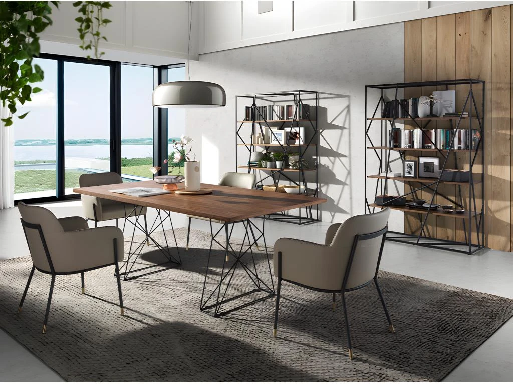 Table à Manger Rectangle Et Acier Noir 1107 ANGEL CERDA 3 Table à Manger Rectangle Et Acier Noir 1107 ANGEL CERDA – Image 3