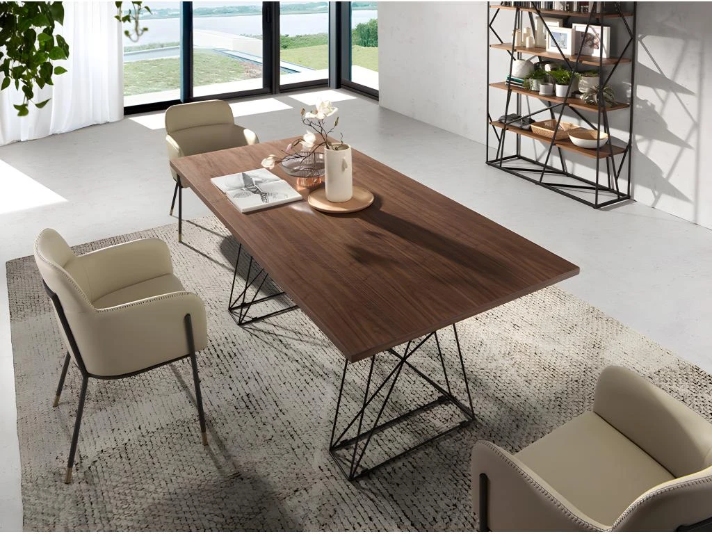 Table à Manger Rectangle Et Acier Noir 1107 ANGEL CERDA 4 Table à Manger Rectangle Et Acier Noir 1107 ANGEL CERDA – Image 4