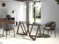 Table à Manger En Verre Et Noyer 1102 ANGEL CERDA -Mobilier De Restaurant table a manger 18423083