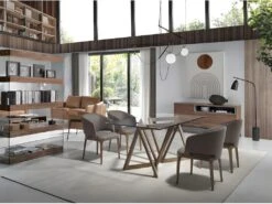 Table à Manger En Verre Et Noyer 1102 ANGEL CERDA -Mobilier De Restaurant table a manger 18423085