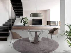 Table à Manger En Verre Et Acier Chromé 1042 ANGEL CERDA -Mobilier De Restaurant table a manger 18423503