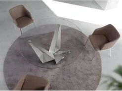 Table à Manger En Verre Et Acier Chromé 1042 ANGEL CERDA -Mobilier De Restaurant table a manger 18423505