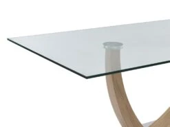 Table à Manger 6 Couverts En Verre Trempé, MDF Et Acier Inoxydable - Naturel Clair - MELODIE II -Mobilier De Restaurant table a manger 18813093