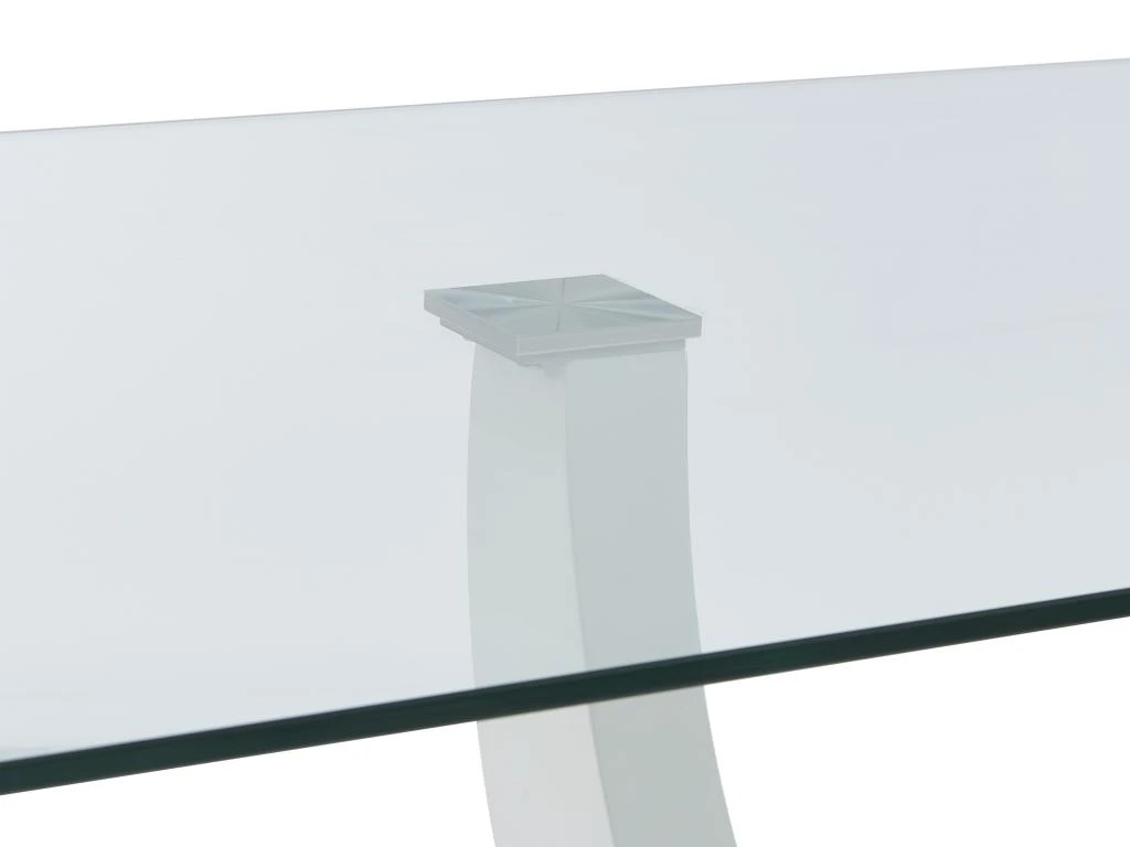 Table à Manger 8 Couverts En Verre Trempé, MDF Et Acier Inoxydable - Blanc - MEZZO II 7 Table à Manger 8 Couverts En Verre Trempé, MDF Et Acier Inoxydable - Blanc - MEZZO II – Image 7