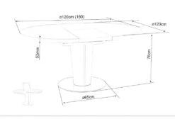 Table à Manger Extensible 120-160 X 120 X 76 Cm - Anthracite -Mobilier De Restaurant table a manger 18831951