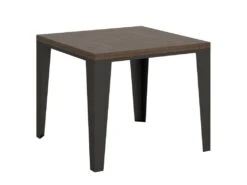 Table Extensible Portefeuille 90x90/180 Cm Flame Libra Noyer Cadre Anthracite