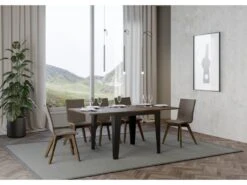 Table Extensible Portefeuille 90x90/180 Cm Flame Libra Noyer Cadre Anthracite -Mobilier De Restaurant table a manger 18959927