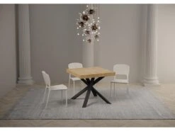 Table Extensible 90x90/194 Cm Clerk Dessus Chêne Nature Pieds Anthracite -Mobilier De Restaurant table a manger 18960381