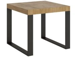 Table Extensible 90x90/246 Cm Tecno Chêne Nature Cadre Anthracite