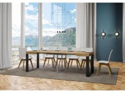 Table Extensible 90x90/246 Cm Tecno Chêne Nature Cadre Anthracite 6 Table Extensible 90x90/246 Cm Tecno Chêne Nature Cadre Anthracite -Mobilier De Restaurant table a manger 18960585
