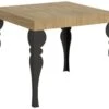 Table Extensible 90x90/246 Cm Paxon Chêne Nature Cadre Anthracite