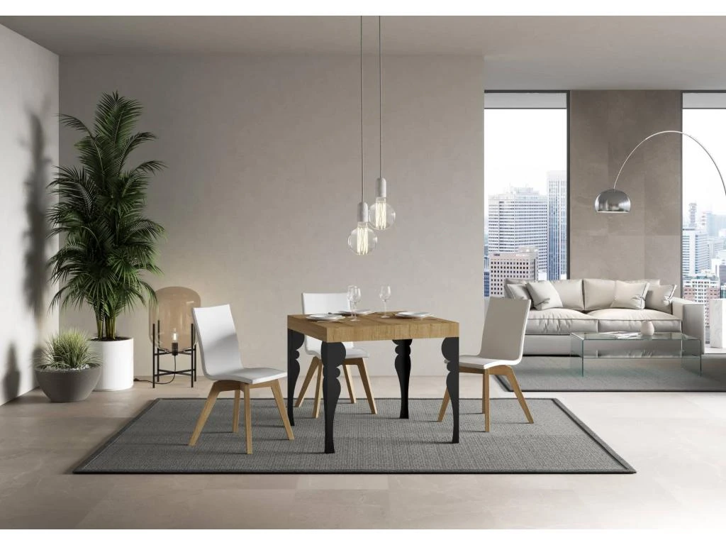 Table Extensible 90x90/246 Cm Paxon Chêne Nature Cadre Anthracite 2 Table Extensible 90x90/246 Cm Paxon Chêne Nature Cadre Anthracite – Image 2