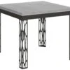 Table Extensible Portefeuille 90x90/180 Cm Ghibli Libra Ciment Cadre Anthracite