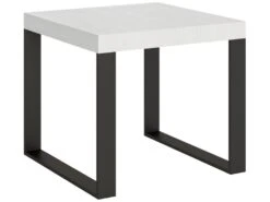 Table Extensible 90x90/246 Cm Tecno Frêne Blanc Cadre Anthracite