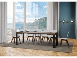 Table Extensible 90x90/246 Cm Tecno Noyer Cadre Anthracite -Mobilier De Restaurant table a manger 18963089