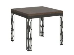 Table Extensible Portefeuille 90x90/180 Cm Ghibli Libra Noyer Cadre Anthracite
