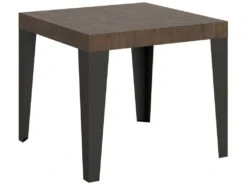 Table Extensible 90x90/246 Cm Flame Noyer Cadre Anthracite