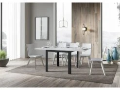 Table Extensible Portefeuille 90x90/180 Cm Linea Libra Frêne Blanc Cadre Anthracite -Mobilier De Restaurant table a manger 18964851