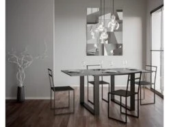 Table Extensible Portefeuille 90x90/180 Cm Tecno Libra Ciment Cadre Anthracite -Mobilier De Restaurant table a manger 18965403