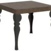 Table Extensible 90x90/246 Cm Paxon Noyer Cadre Anthracite