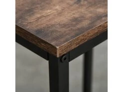 Ensemble Table De Bar 3 étagères 2 Tabourets Style Industriel Métal Noir Aspect Vieux Bois Veinage -Mobilier De Restaurant table a manger 19046327