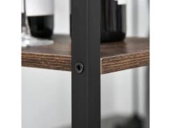 Ensemble Table De Bar 3 étagères 2 Tabourets Style Industriel Métal Noir Aspect Vieux Bois Veinage -Mobilier De Restaurant table a manger 19046329