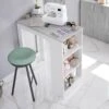 Table Haute Avec Rangements Blanc/Béton - SIMINTI - L 103 X L 50 X H 105 Cm