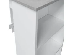 Table Haute Avec Rangements Blanc/Béton - SIMINTI - L 103 X L 50 X H 105 Cm -Mobilier De Restaurant table a manger 19733321