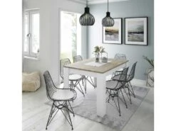 Table De Repas à Allonge Blanc/Chêne - ARTICA - L 140/190 X L 90 X H 78 Cm