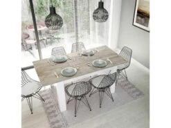 Table De Repas à Allonge Blanc/Chêne - ARTICA - L 140/190 X L 90 X H 78 Cm -Mobilier De Restaurant table a manger 19824581