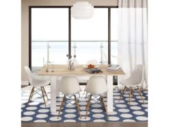 Table De Repas à Allonge Blanc/Chêne Clair - CARTIA - L 140/190 X L 90 X H 78 Cm -Mobilier De Restaurant table a manger 19824623