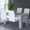 Table De Repas Rectangulaire 160 Cm Blanc/Béton Ciré - RODIO - L 160 X L 90 X H 76 Cm