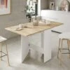 Table De Repas Pliante Blanc/Chêne Clair - CARTIA - L 140 X L 77 X H 78 Cm