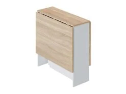 Table De Repas Pliante Blanc/Chêne Clair - CARTIA - L 140 X L 77 X H 78 Cm -Mobilier De Restaurant table a manger 19824773