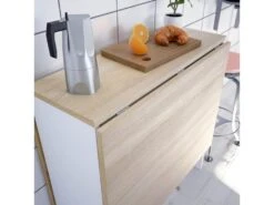 Table De Repas Pliante Blanc/Chêne Clair - CARTIA - L 140 X L 77 X H 78 Cm -Mobilier De Restaurant table a manger 19824779