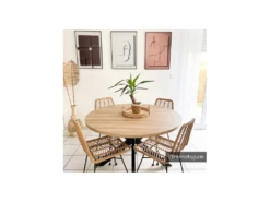 Table à Manger TILKI - 4 Couverts - MDF & Métal - Chêne Et Noir -Mobilier De Restaurant table a manger 20297897