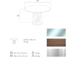 Table De Diner Piètements Courbés Bois Massif Plateau Verre Trempé Et Piètement Acier -Mobilier De Restaurant table a manger 21089701