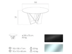 Table à Manger Base Acier Et Verre Trempé -Mobilier De Restaurant table a manger 21090031