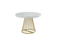 Table à Manger Extensible 2 à 12 Couverts En MDF Et Acier - Effet Marbre Blanc Et Doré - FIRELA -Mobilier De Restaurant table a manger 22039119