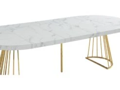 Table à Manger Extensible 2 à 12 Couverts En MDF Et Acier - Effet Marbre Blanc Et Doré - FIRELA -Mobilier De Restaurant table a manger 22039129
