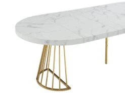 Table à Manger Extensible 2 à 12 Couverts En MDF Et Acier - Effet Marbre Blanc Et Doré - FIRELA -Mobilier De Restaurant table a manger 22039131