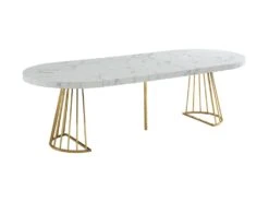 Table à Manger Extensible 2 à 12 Couverts En MDF Et Acier - Effet Marbre Blanc Et Doré - FIRELA -Mobilier De Restaurant table a manger 22039139