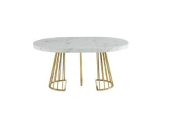 Table à Manger Extensible 2 à 12 Couverts En MDF Et Acier - Effet Marbre Blanc Et Doré - FIRELA -Mobilier De Restaurant table a manger 22039157