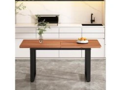 Table à Manger - Cadre En Acier - Style Industriel - Marron & Noir -Mobilier De Restaurant table a manger 22040849