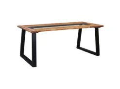 Table De Salle à Manger 180x90x75 Cm Bois D'acacia Et Verre
