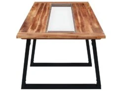Table De Salle à Manger 180x90x75 Cm Bois D'acacia Et Verre -Mobilier De Restaurant table a manger 22070915
